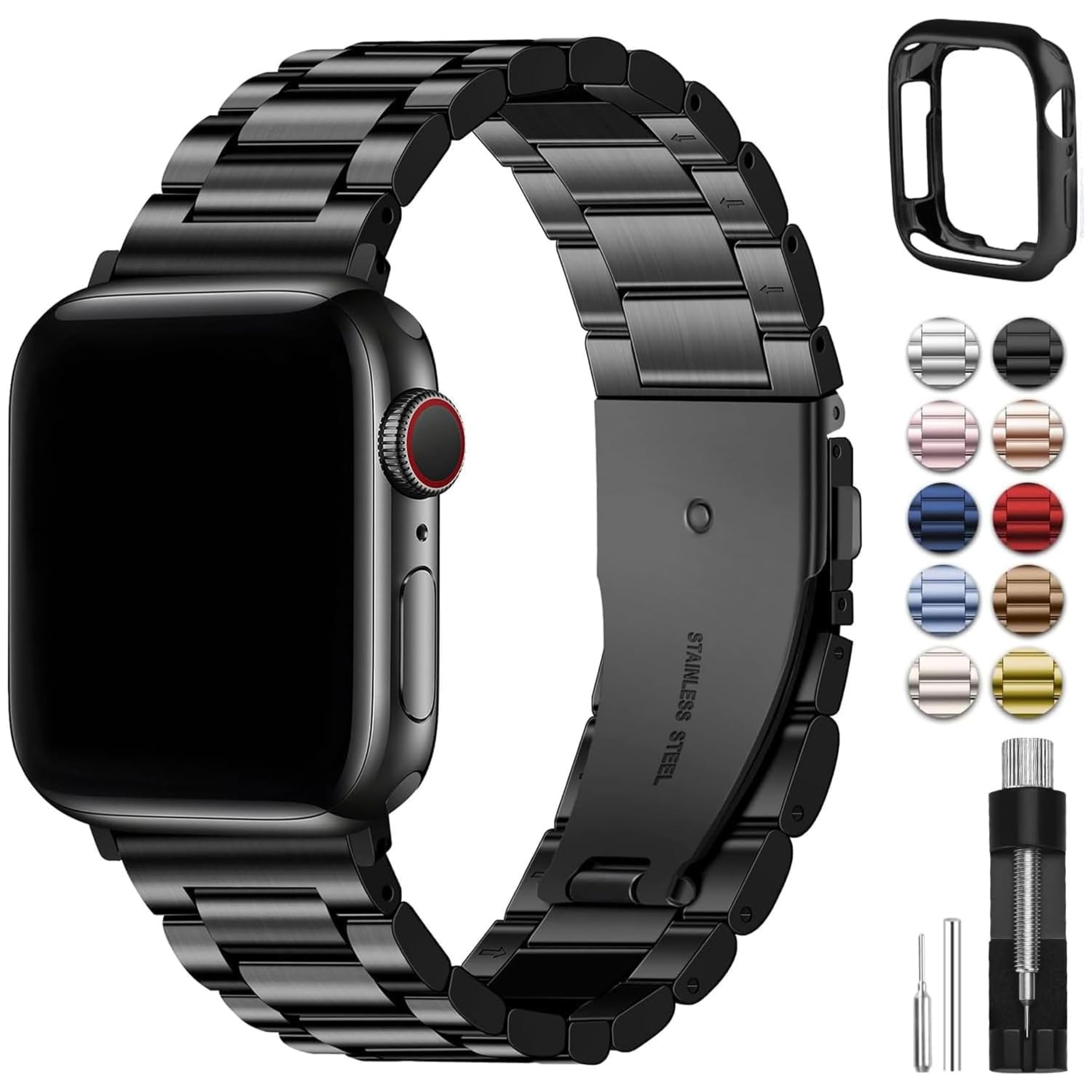 Fullmosa Stainless Steel Apple Watch Band with Protective Case