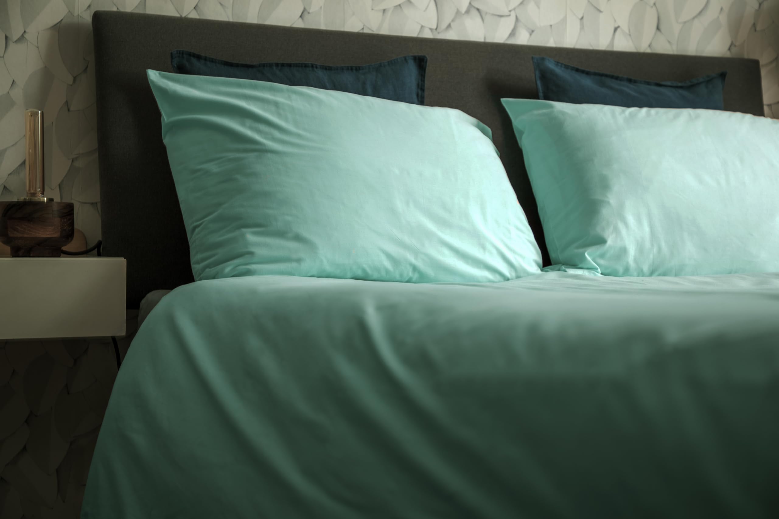 lekka Zip-Around Double Duvet Cover Set – Easy-Iron Duck Egg Blue