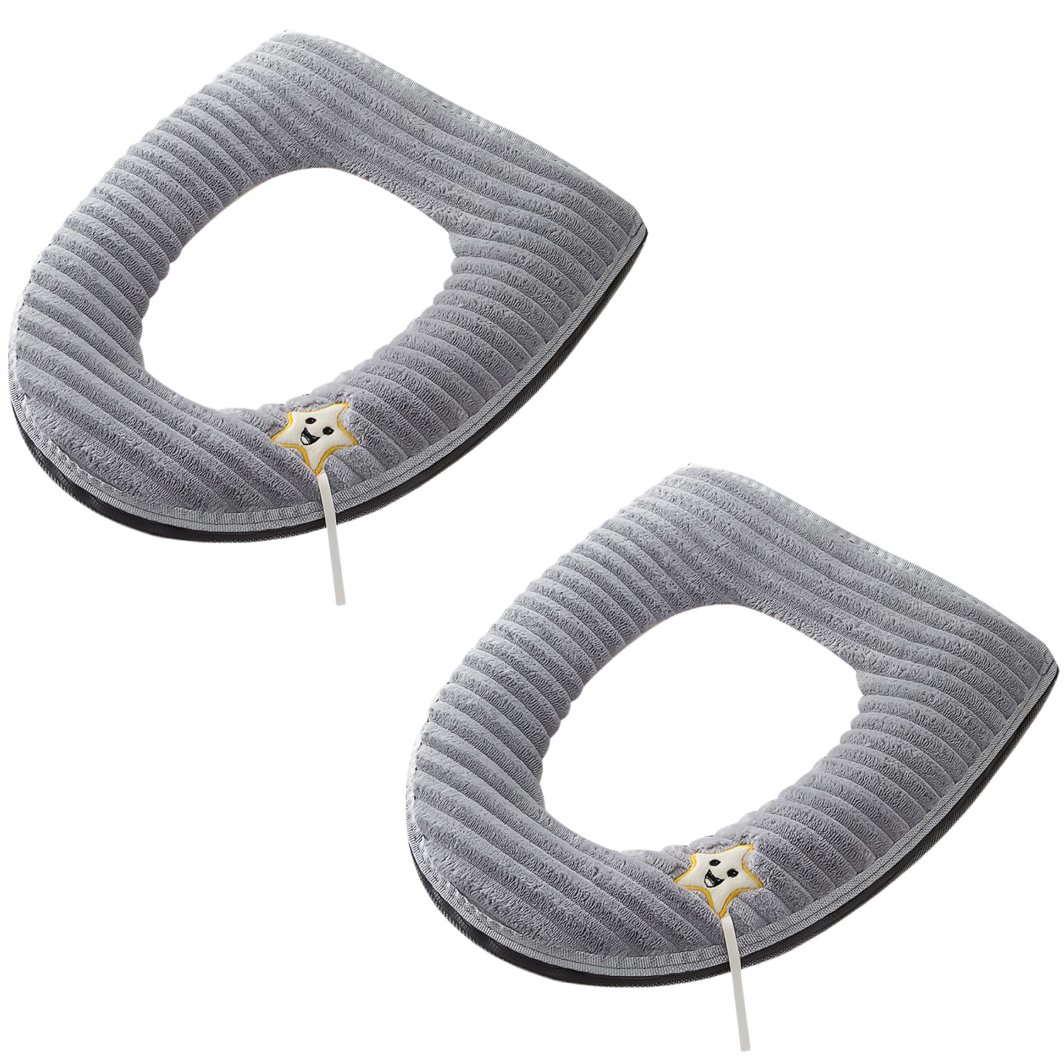 Soft Washable Toilet Seat Cover Pad with Handle, 2-Pack – Grey