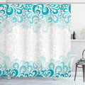 ABAKUHAUS Floral Shower Curtain | Turquoise Abstract Fabric Decor | 175x200