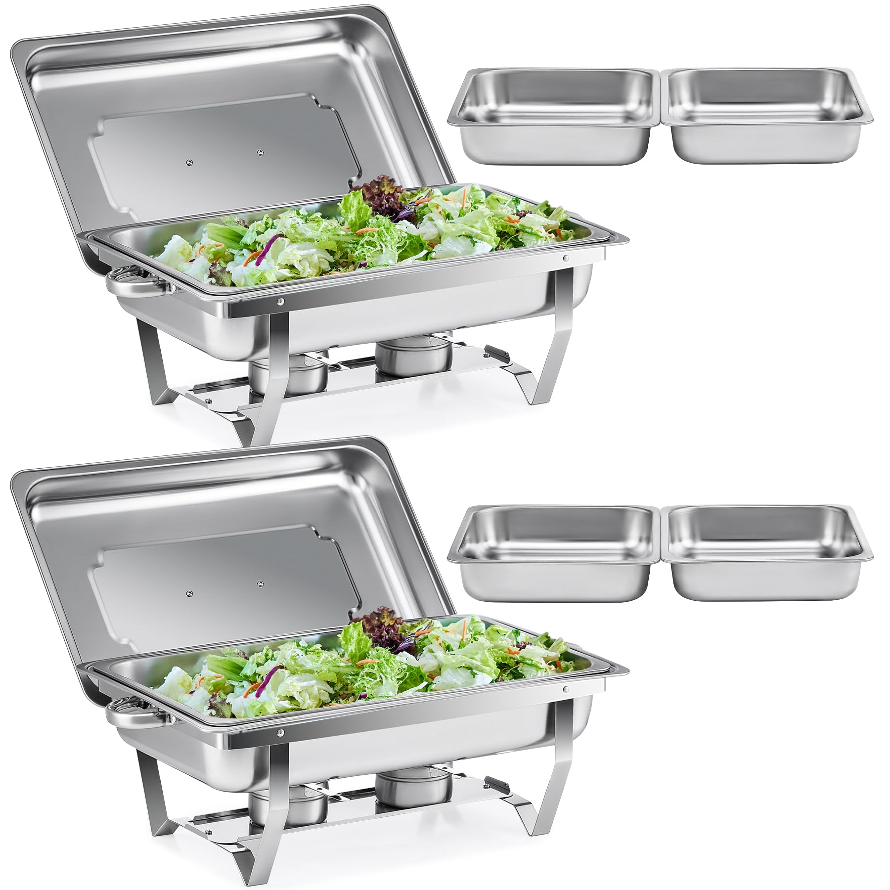 Wilprep 9L Chafing Dish Buffet Set | 2 Pack Stainless Steel Food Warmers
