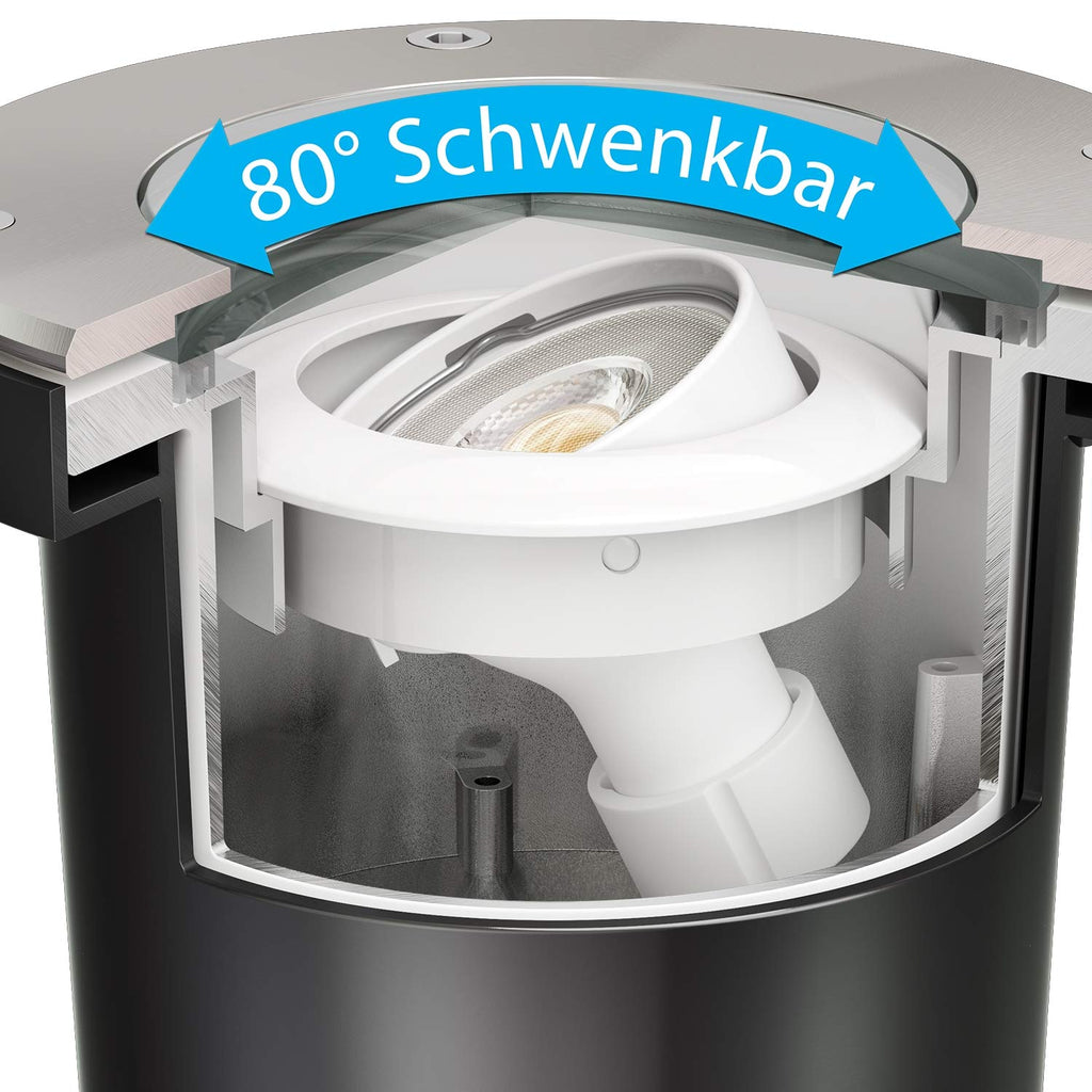 ledscom.de BOFU IP67 Swivel Recessed Floor Light – Stainless Steel Round