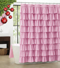 WestWeir Pink Ruffle Shower Curtain | 84-Inch Extra Long Fabric Decor