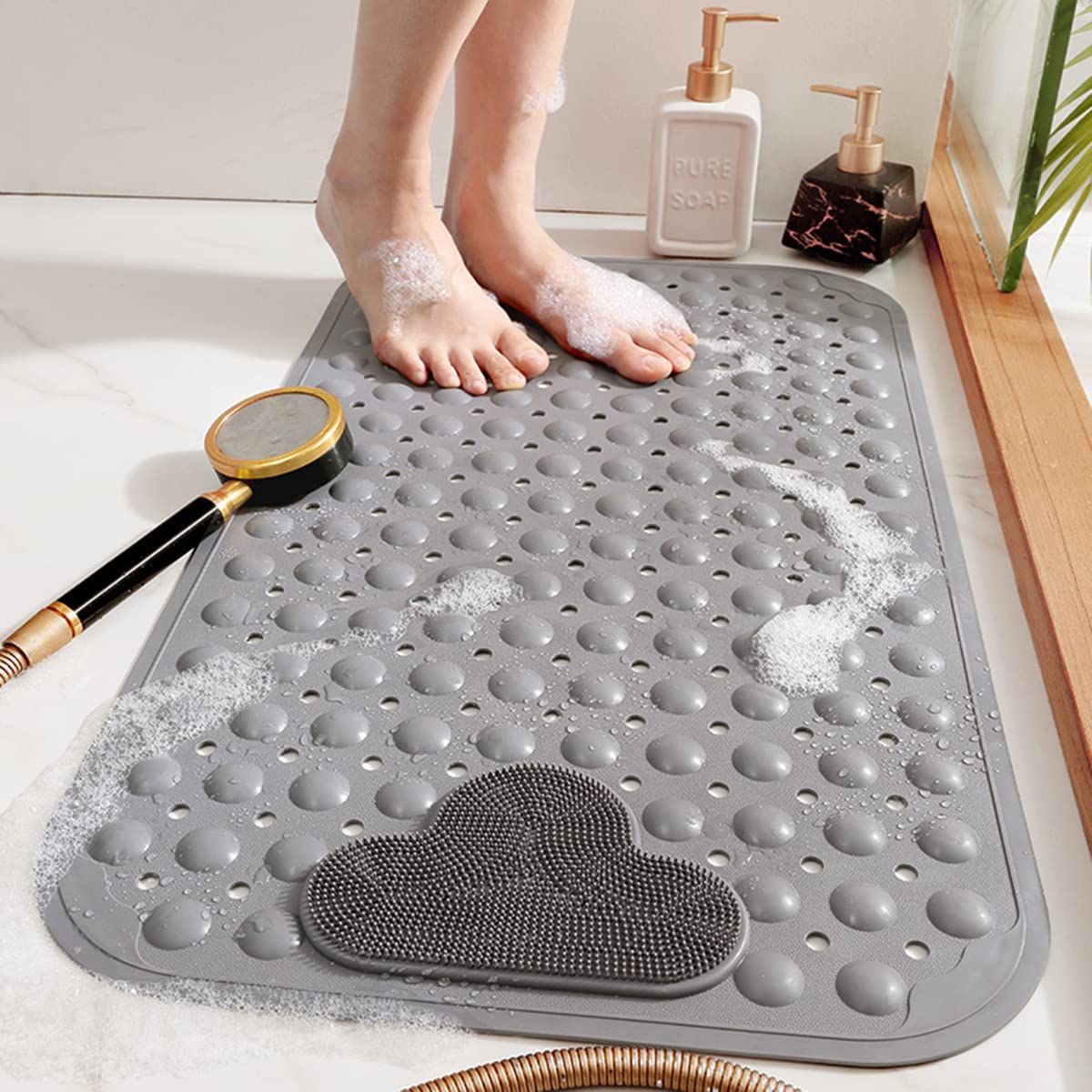 Jolof Store Non-Slip Shower Mat – Exfoliating Foot Massage Bathtub Mat