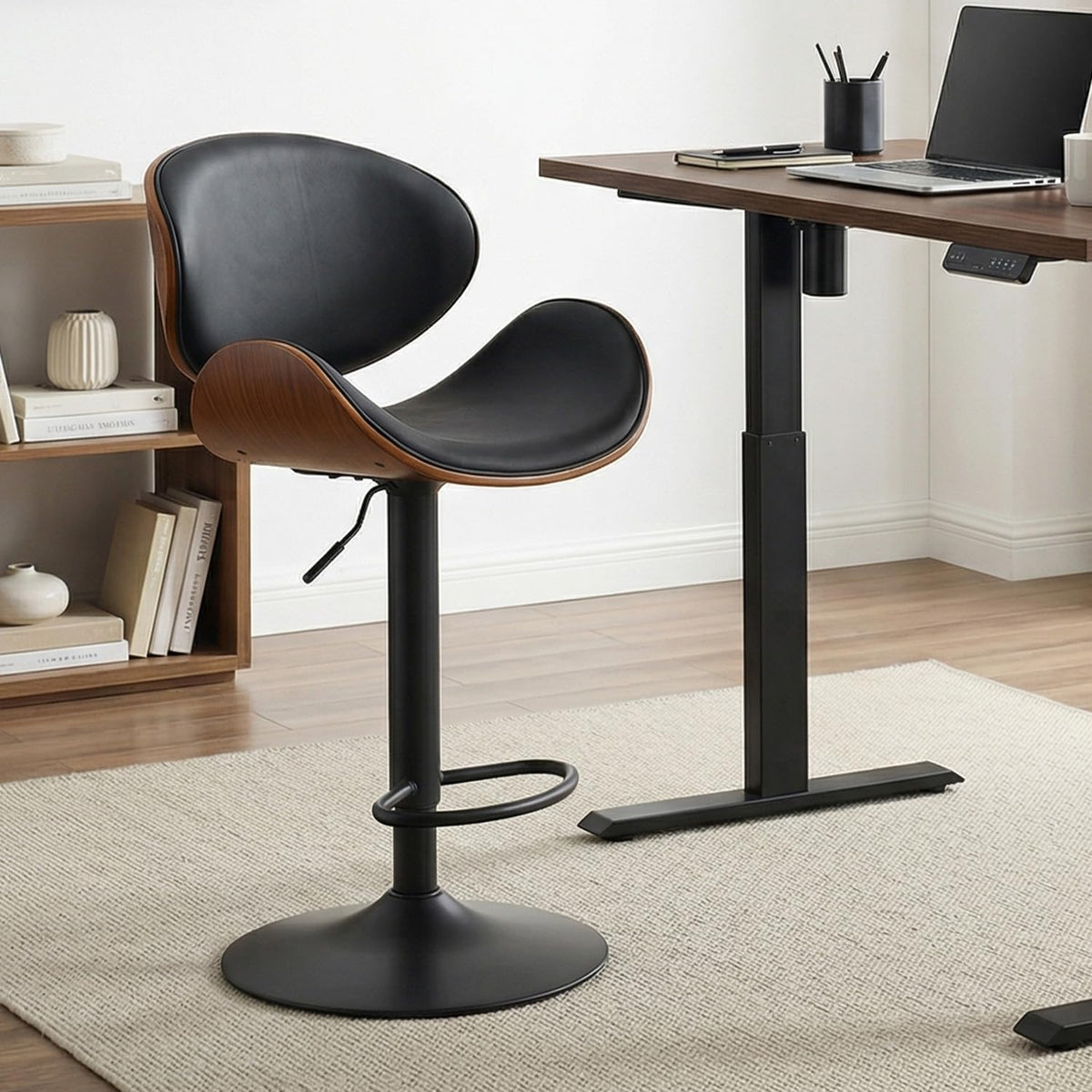 Kidol&Shellder Single Bar Stools, Bentwood Kitchen Stools, Black - image 1