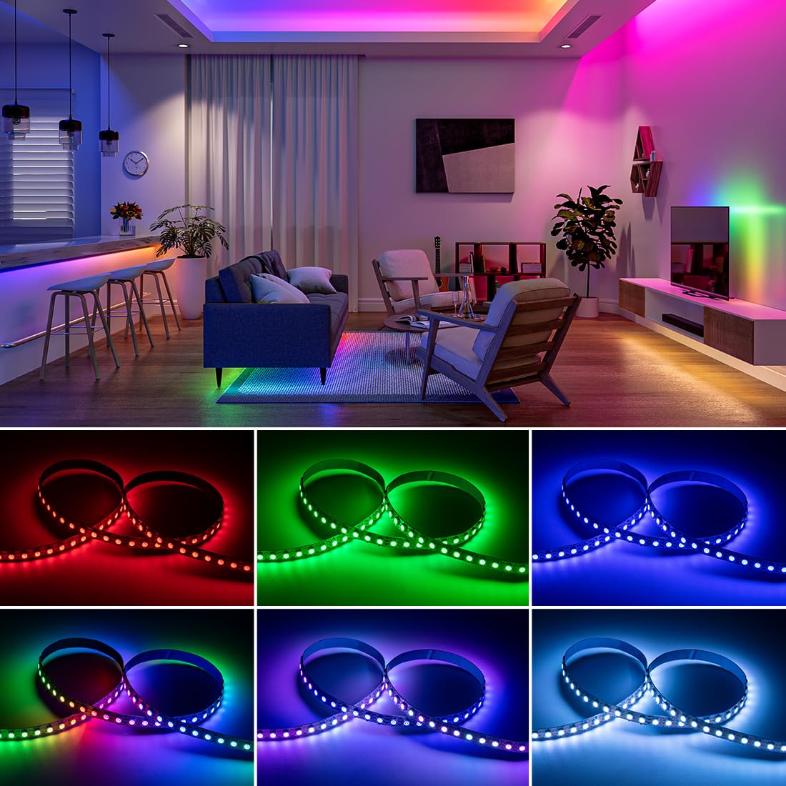 BTF-LIGHTING WS2812B Addressable LED Strip | 144 LEDs/m 5050SMD 1m White