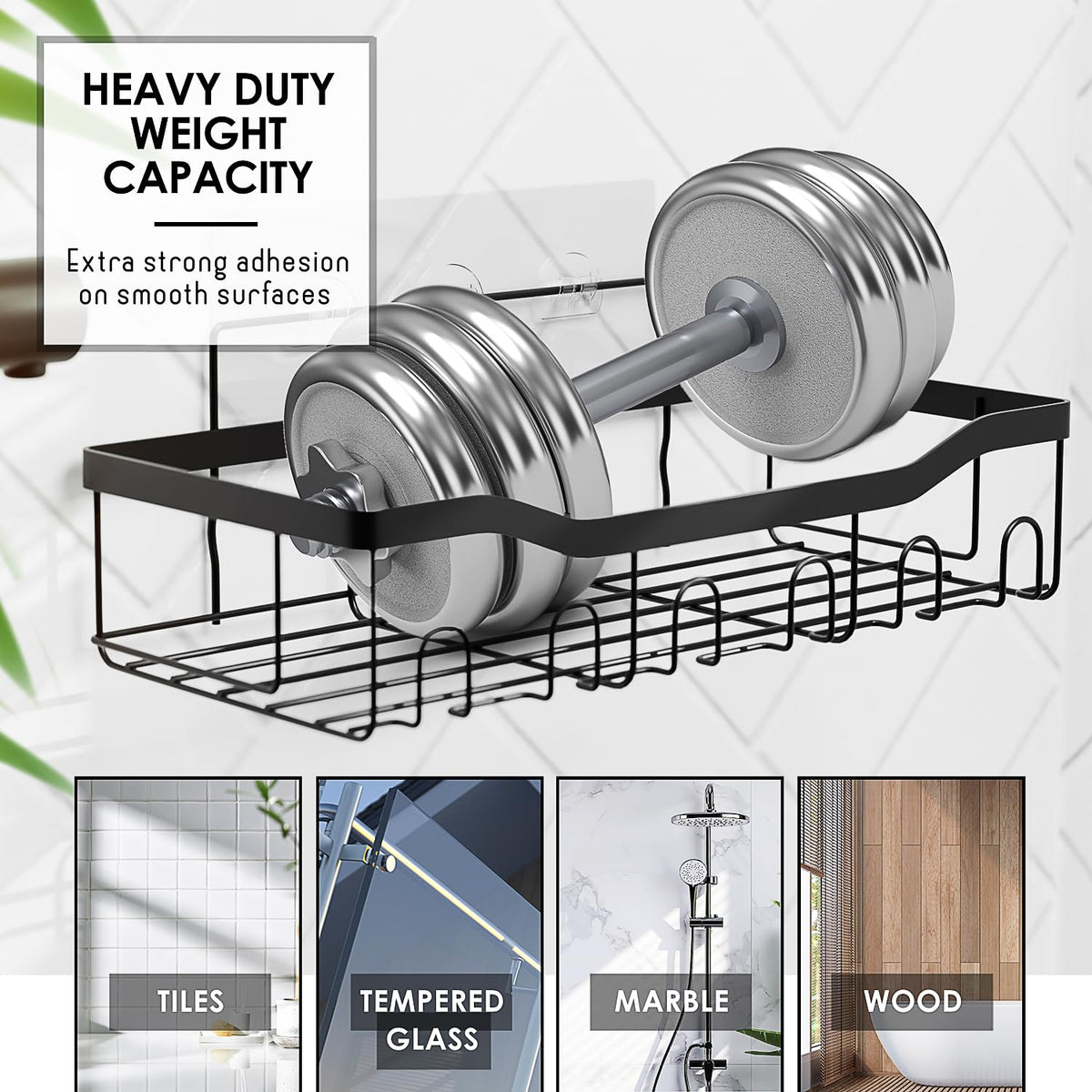 Clara Clark Bathroom Set - 28PC Bathroom Set with Adhesive Corner Shower Caddy Hanging, Bathroom Sets with Shower Curtain and Rugs