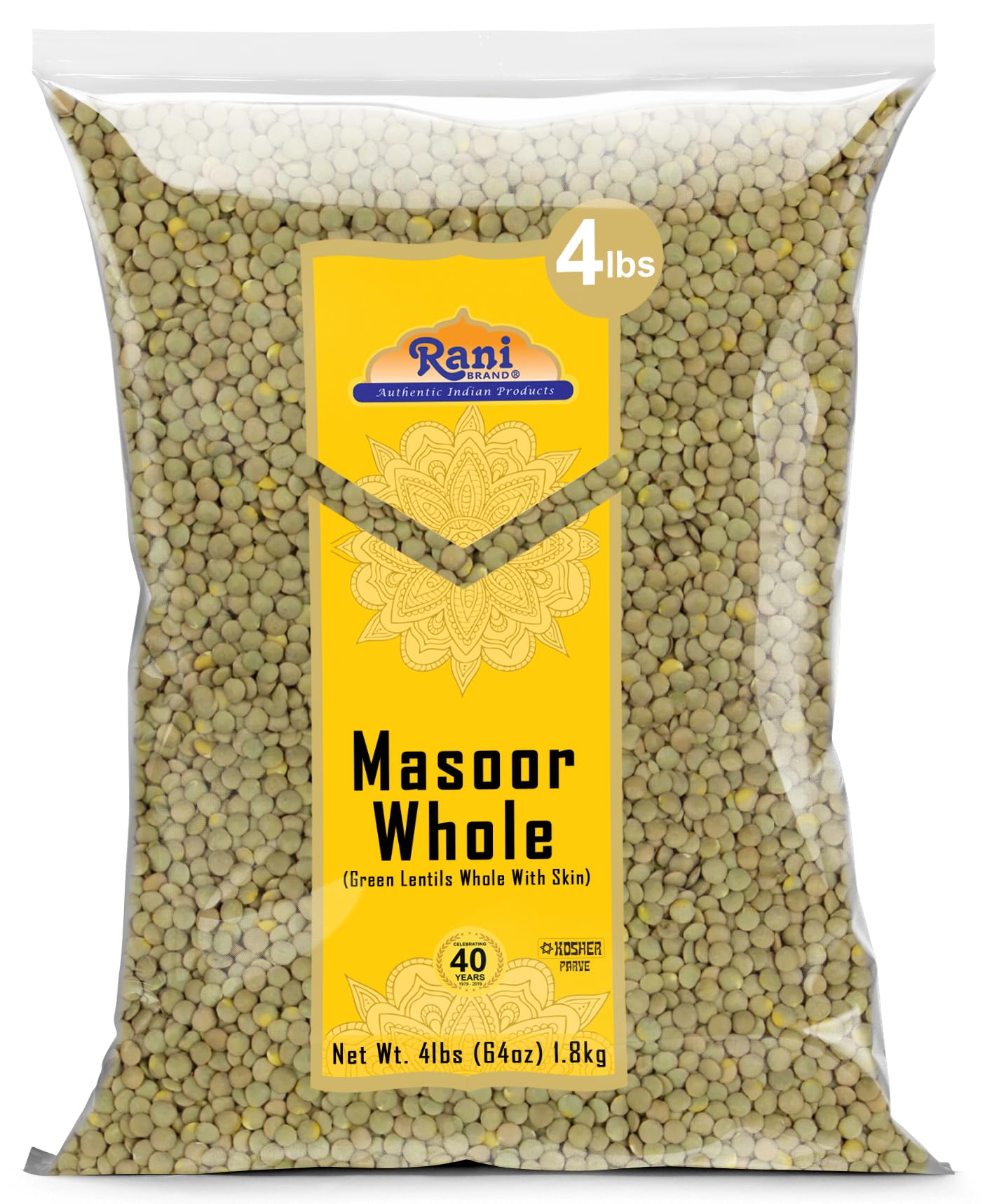 Rani Whole Green Lentils – 4lbs Bulk Bag, All Natural & Non-GMO