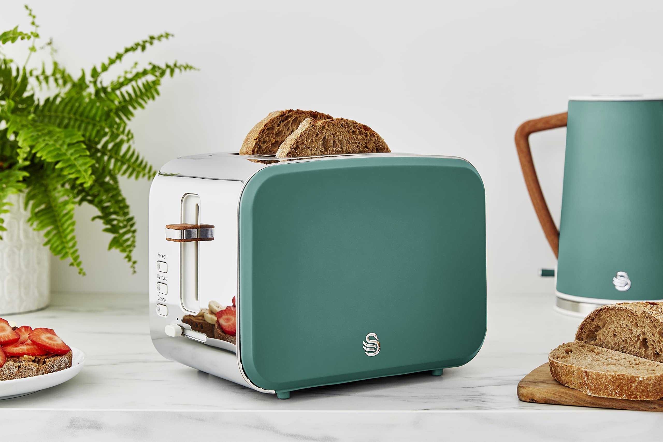 Swan Nordic 2-Slice Toaster – 900W with 6 Browning Levels, Green