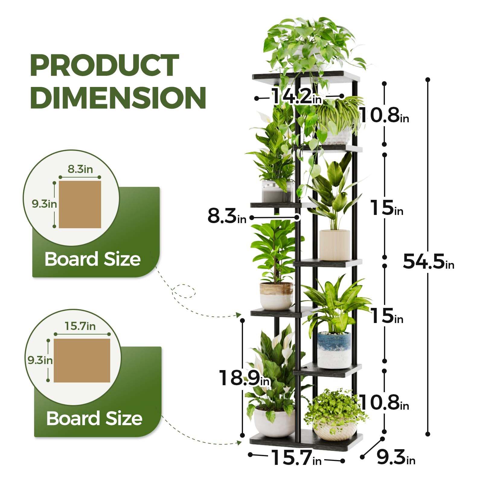 Bamworld 7-Tier Metal Plant Stand – Tall Corner Shelf for Indoor Plants