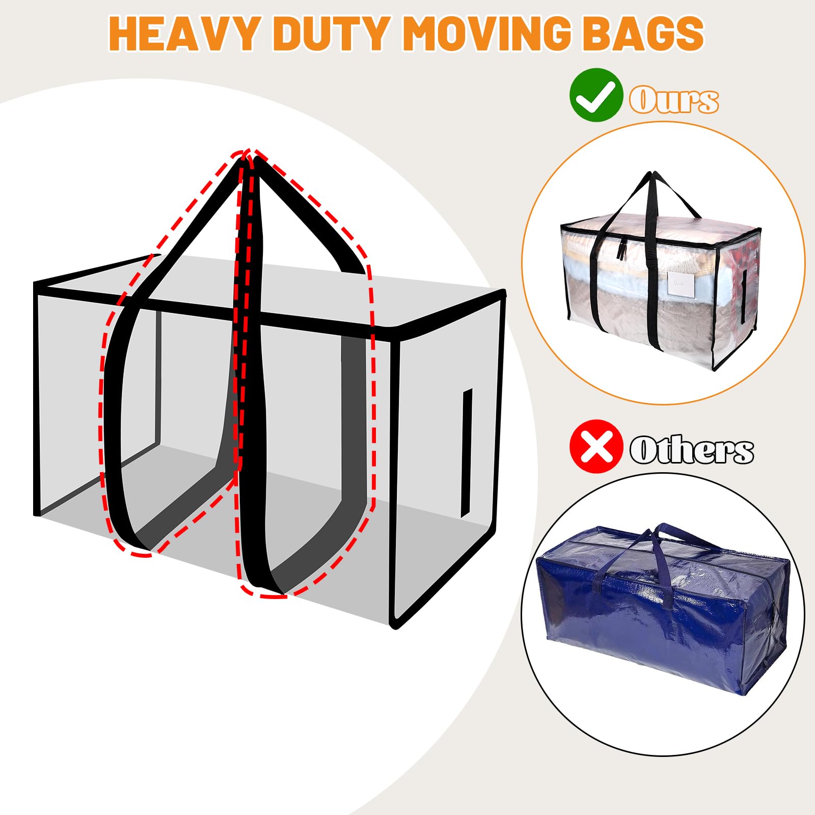 Yafe 7-Pack Large 91L Transparent Storage Bags for Moving & Clothes