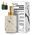 JJ PRIME Ceramic Soap Dispenser – 400ml White Marble Look Pump Bottle