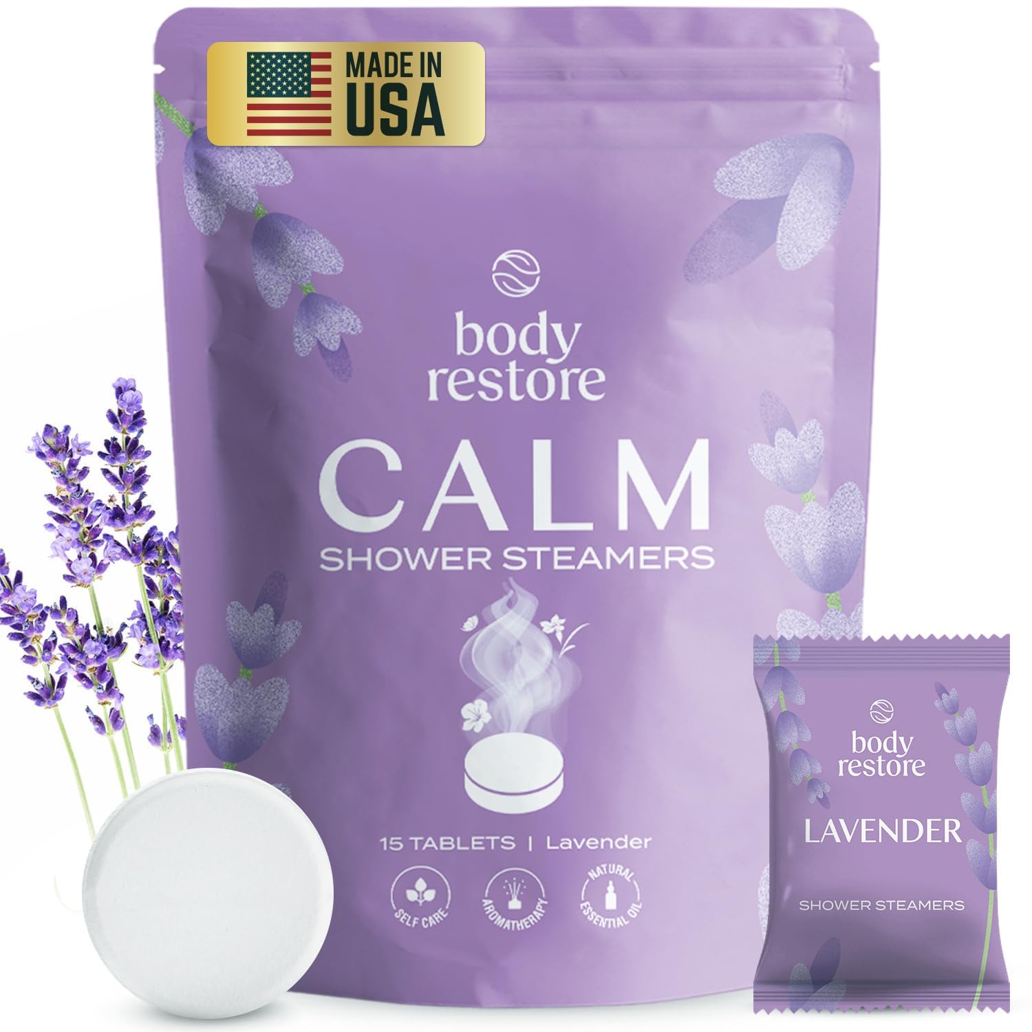 Body Restore Lavender Shower Steamers – 15 Pack Aromatherapy Set