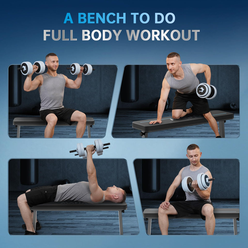 MAHAO Foldable Flat Weight Bench | 660 LBS Capacity Home Gym Workout Bench
