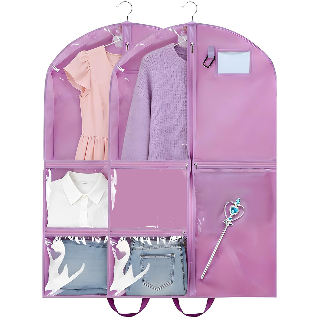 2 Pack 39.37 Inch Dance Costume Bag for Dancers, Hanging Garment Bags with Multiple Pockets, Clear Storage Organizer for Costumes - image 1