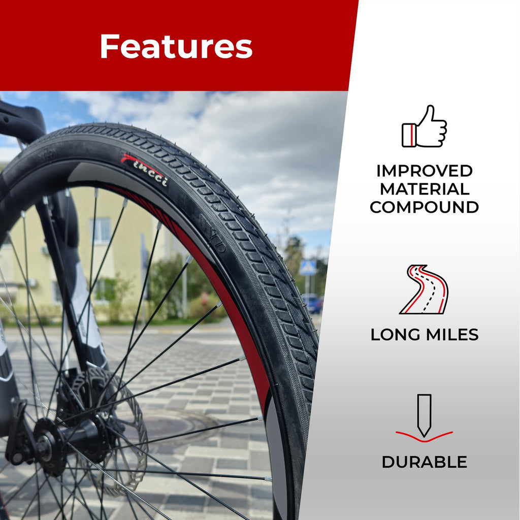 Fincci 26x1.50 Slick Bicycle Tyres | 40-559 MTB Road Hybrid - Pack of 2