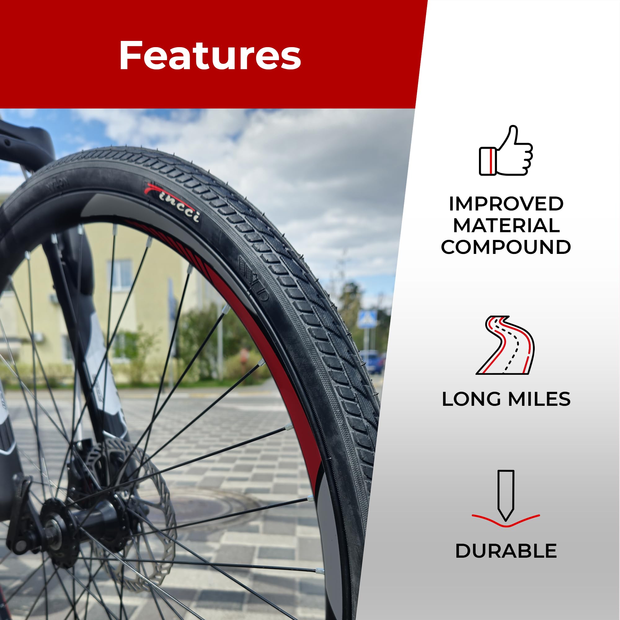 Fincci 26x1.50 Slick Bicycle Tyres | 40-559 MTB Road Hybrid - Pack of 2