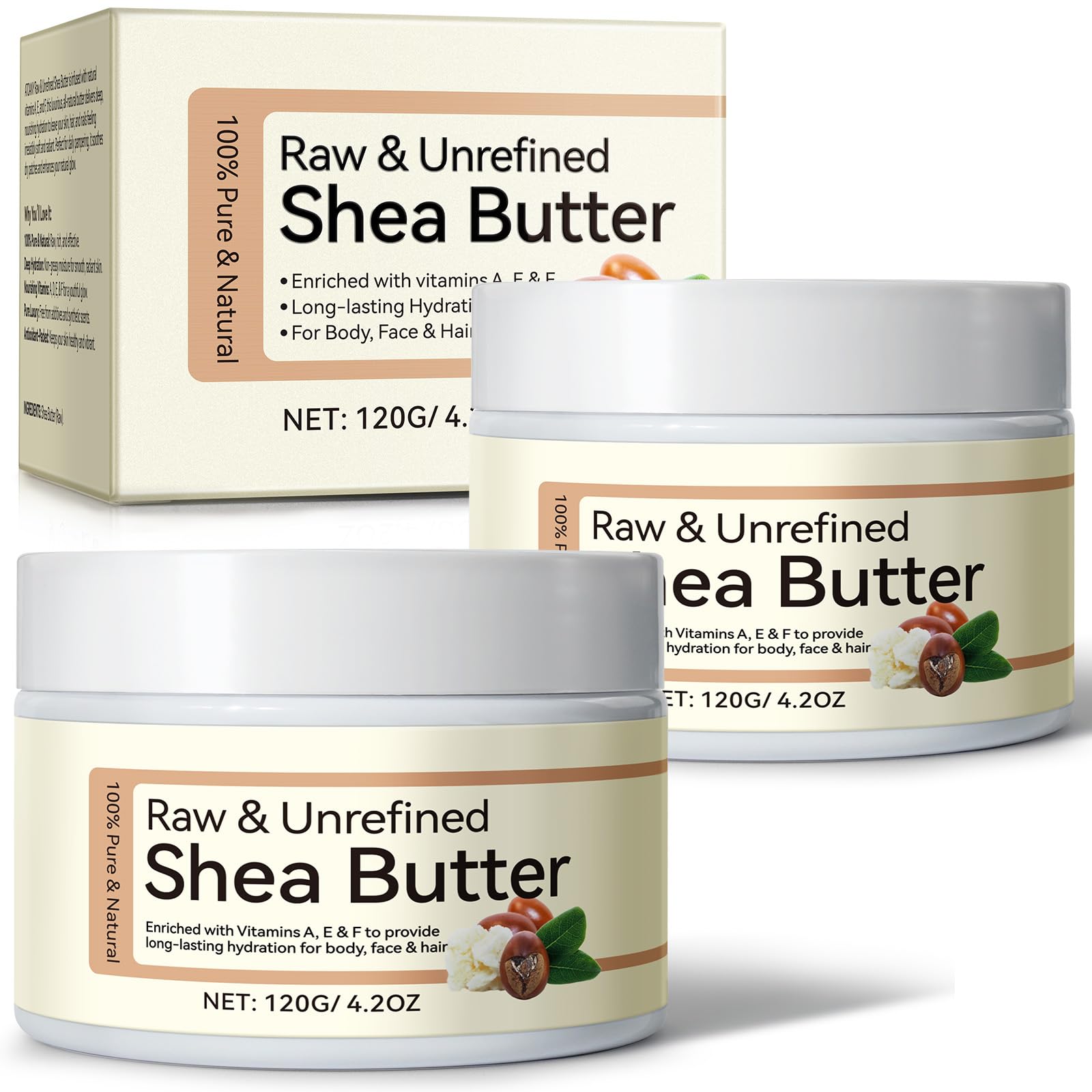 Jolof Store Raw Organic Shea Butter - 2PCS Unrefined Body & Hair Care
