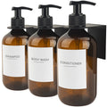 Ezebesta 3-Pack 500ml Amber Plastic Shower Soap Dispensers with Wall Mount