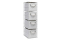 Arpan 4 Drawer Storage Cabinet – White Woven Unit for Bathroom & Office