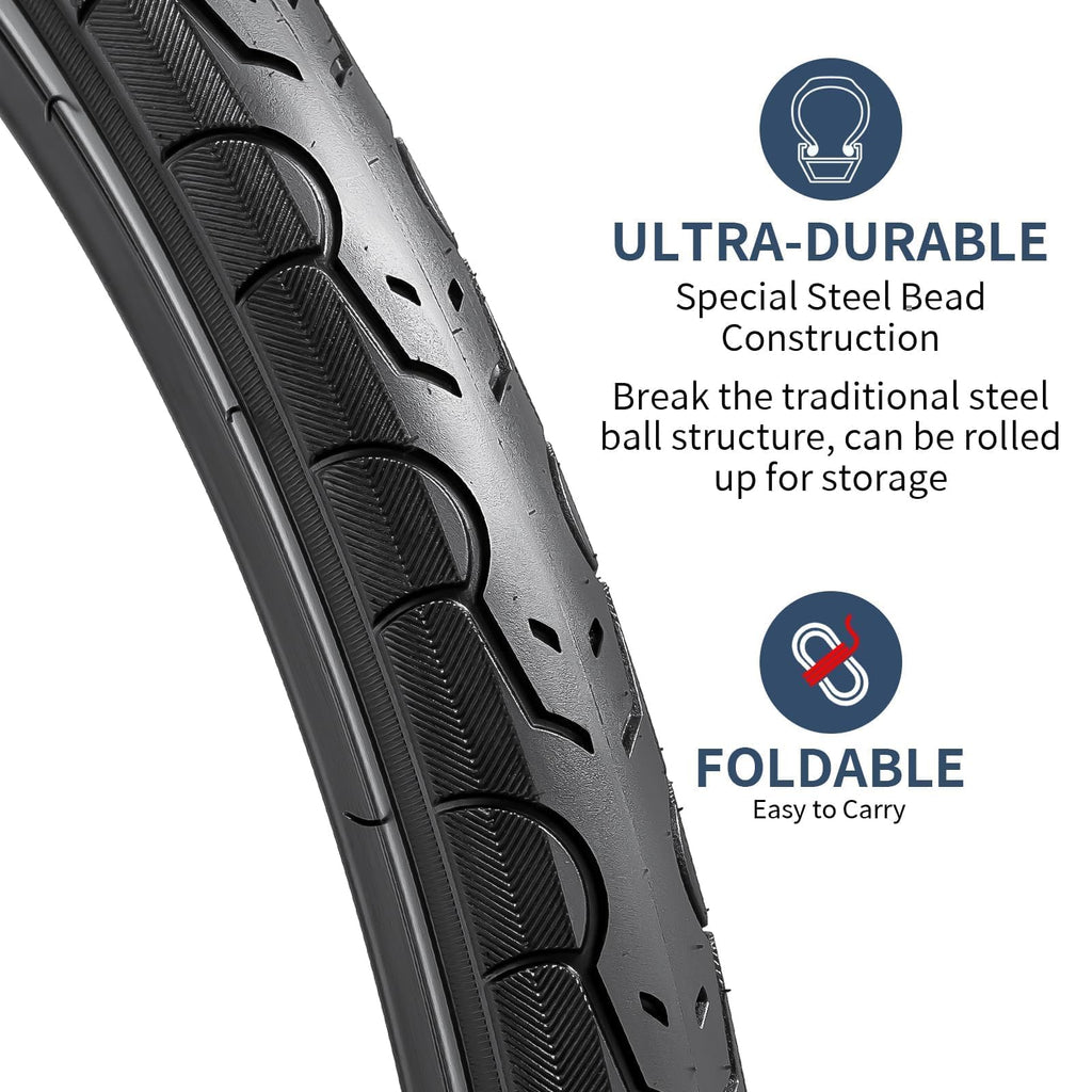 YunSCM 700x28C Road Bike Tyres and Tubes Set | 60mm Presta Valve | 2-Pack