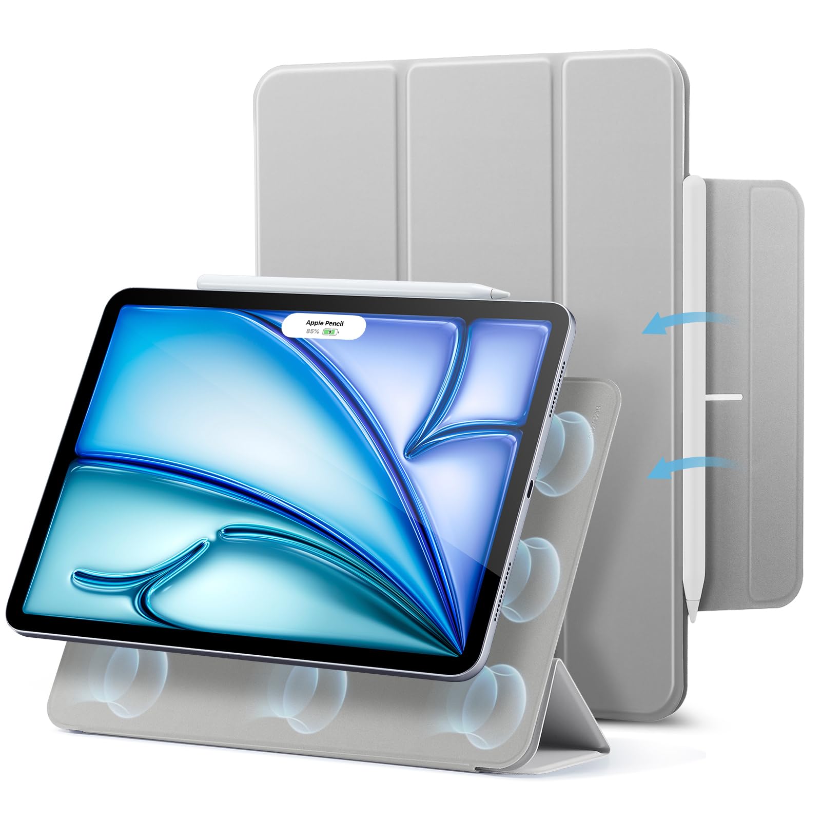 ESR iPad Air 11 Inch Case (M3/M2) – Magnetic Slim Trifold Stand, Grey