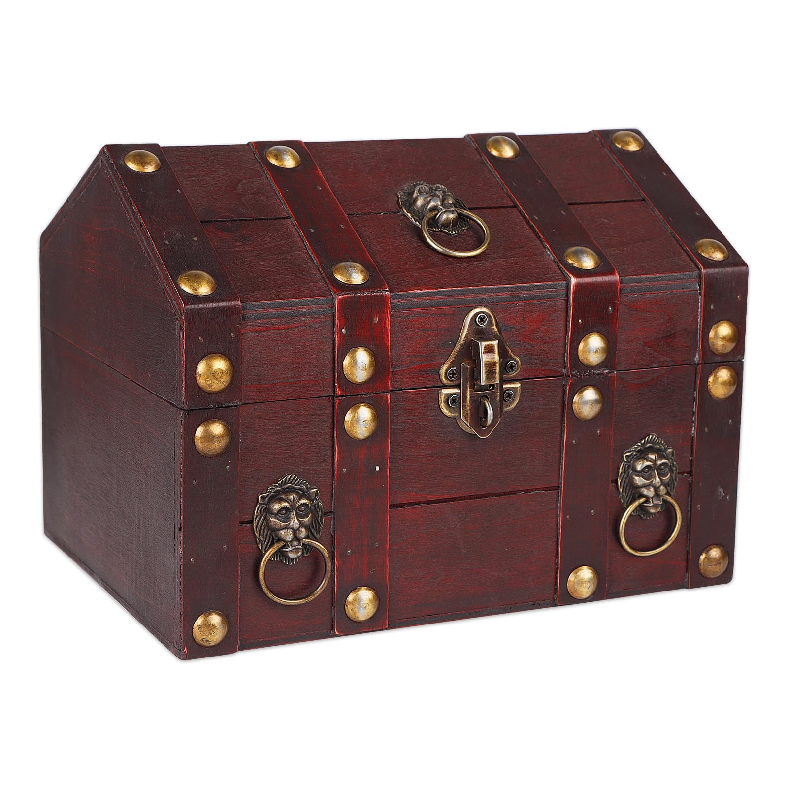 SICOHOME Large Wooden Pirate Treasure Chest – Vintage Jewelry Storage Box