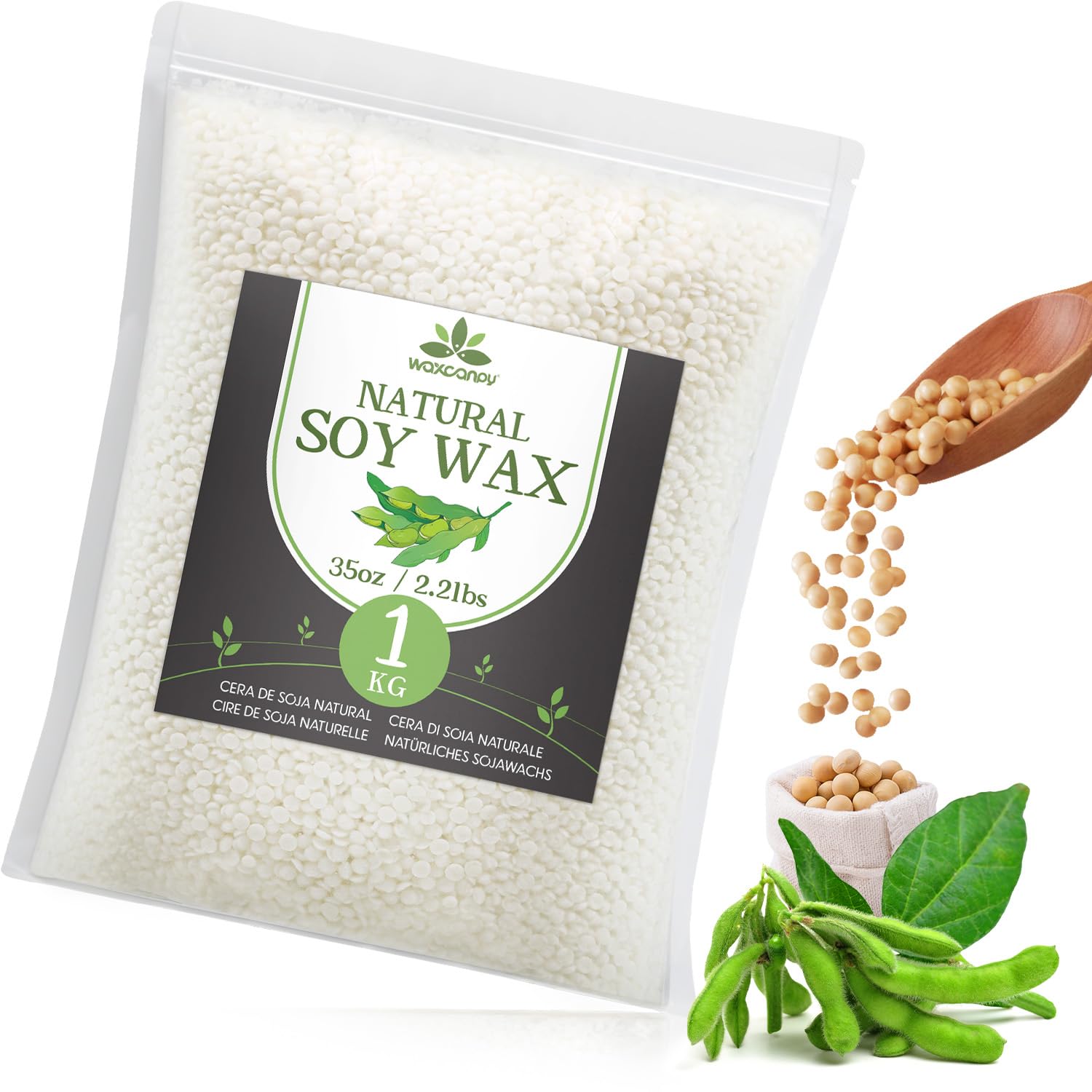 Waxcanpy 1KG Natural Soy Wax for Candle Making | Pure Organic Wax