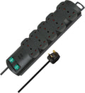 Brennenstuhl 10-Way Extension Lead | Dual Switch Power Strip - 2m Black