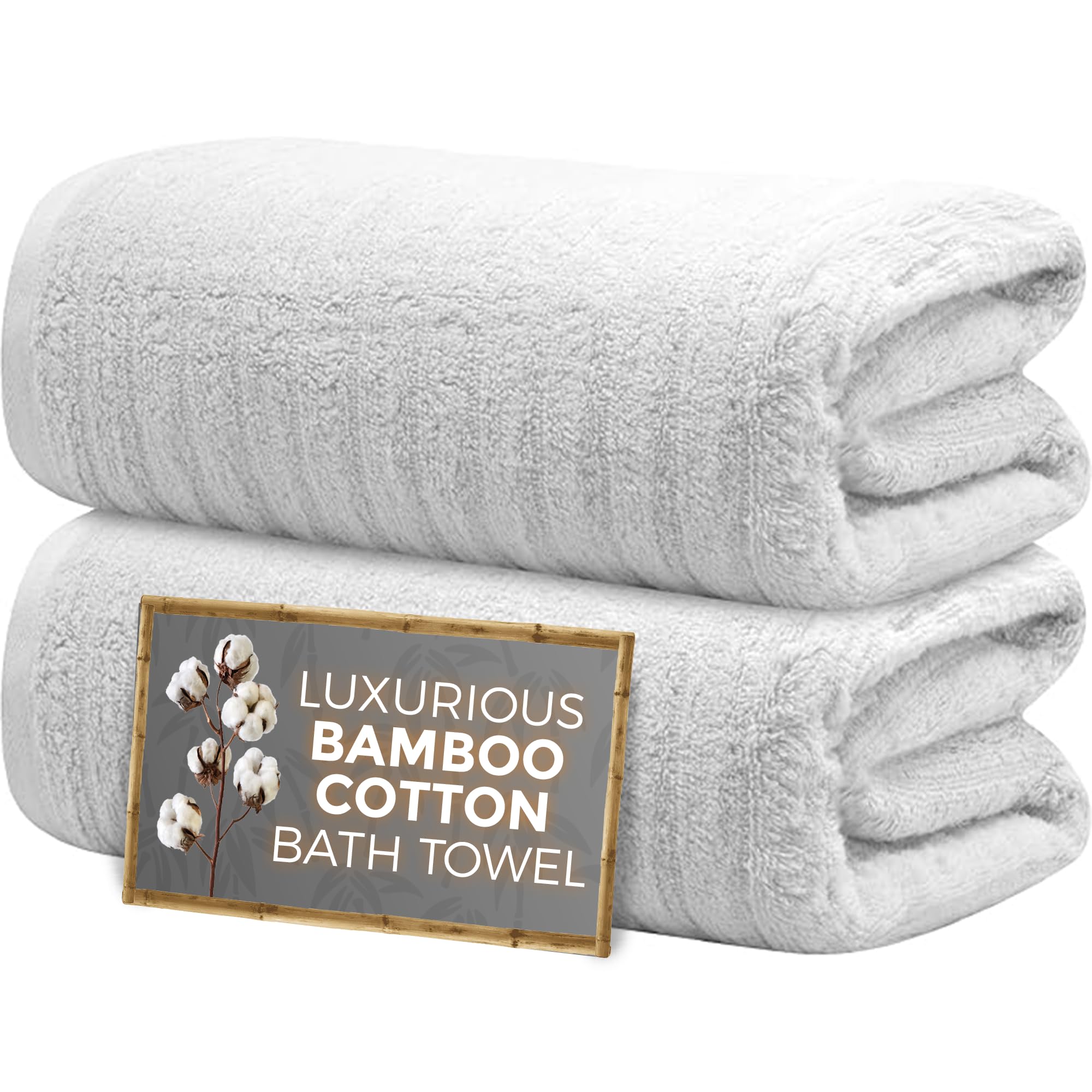 Towelogy Bamboo Cotton Bath Towels - Set of 2 (70x120 cm) - Snowy