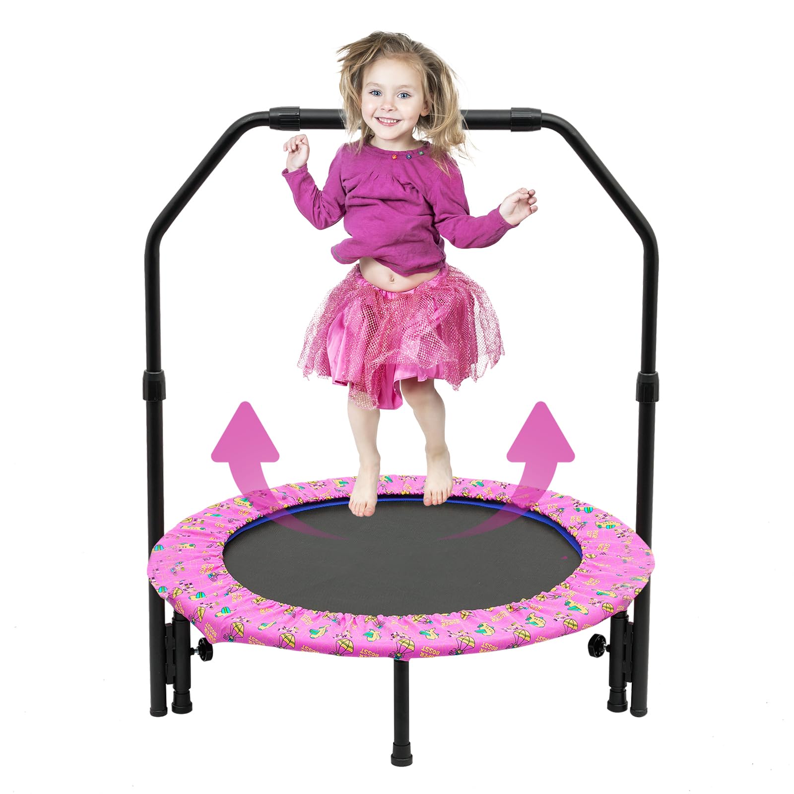 Jolof Store 36'' Kids Mini Trampoline – Foldable Rebounder with Handrail