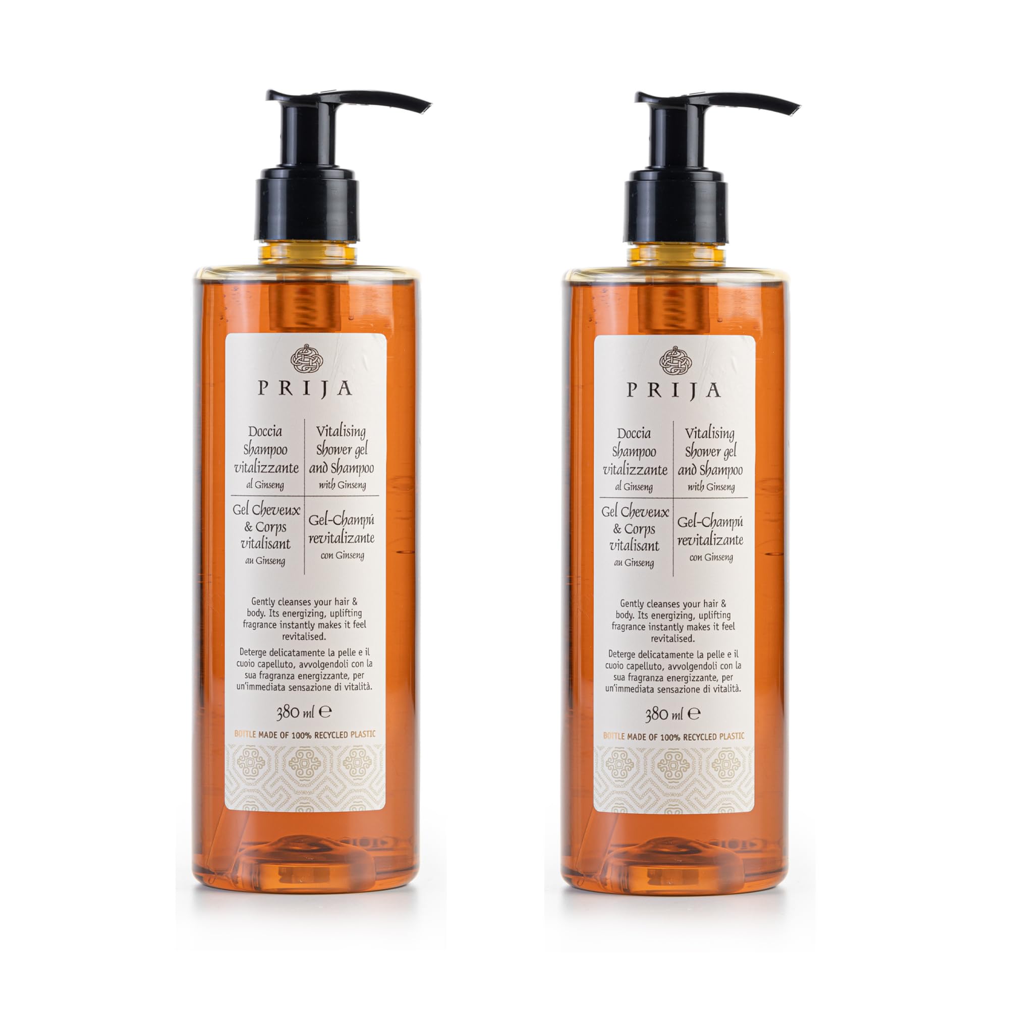 Prija 2-in-1 Shower Gel and Shampoo with Ginseng Extract - 380ml