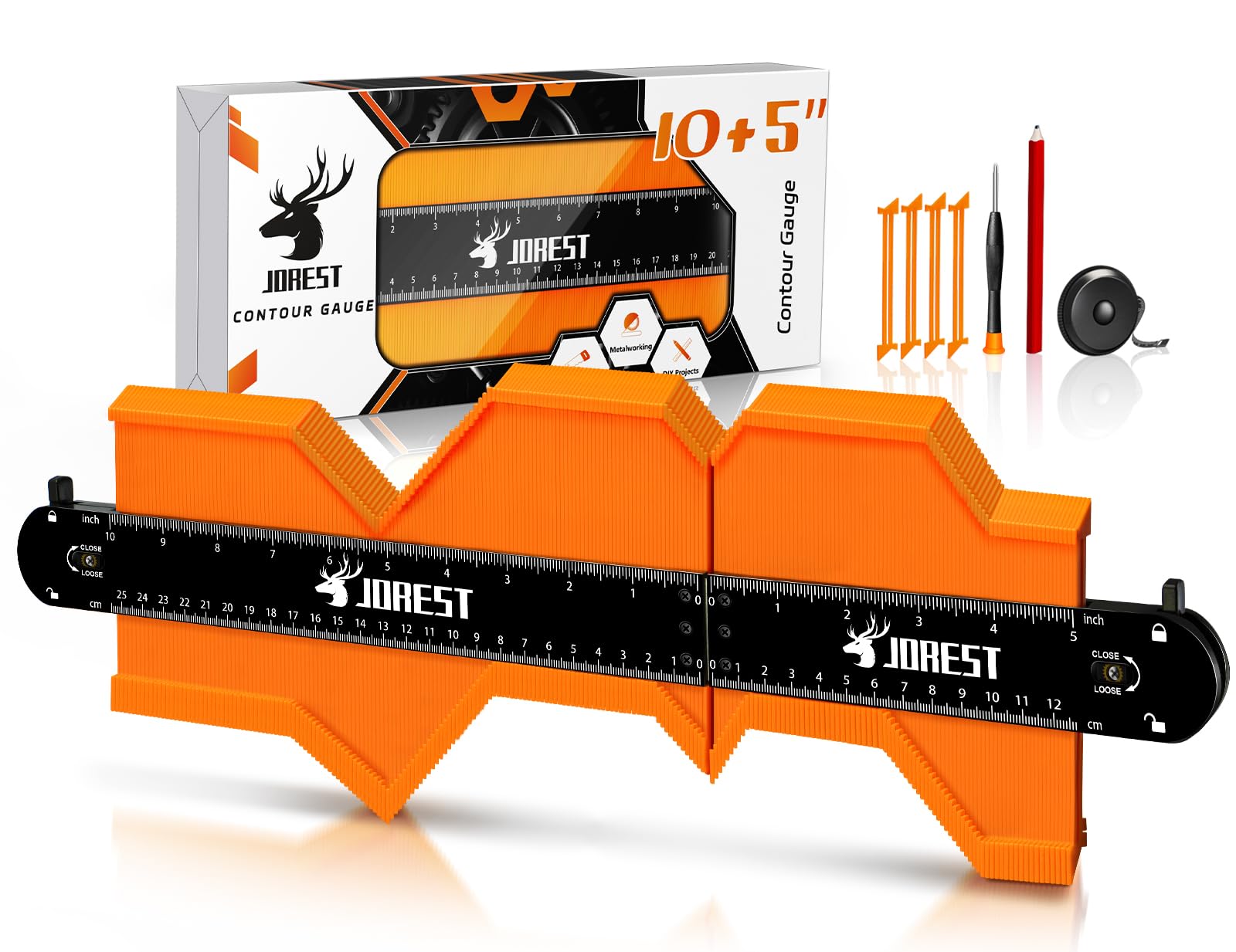 JOREST Connectable Contour Gauge | 10+5 Inch Profile Duplicator with Lock