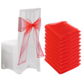 Creaher 10pcs Red Organza Chair Bows – 22x280cm Wedding Sashes & Decor
