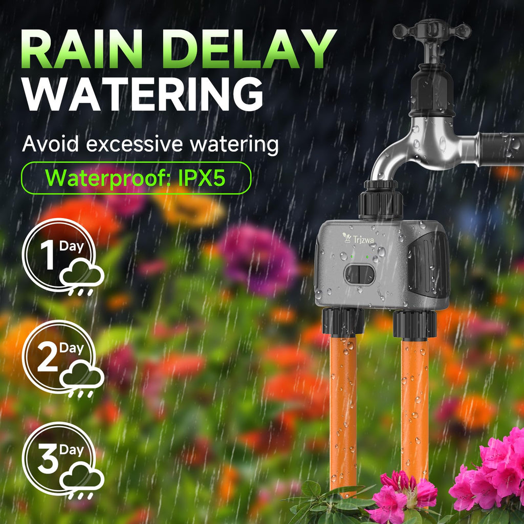 TRJZWA Dual Port WiFi Water Timer – Smart Automatic Irrigation System
