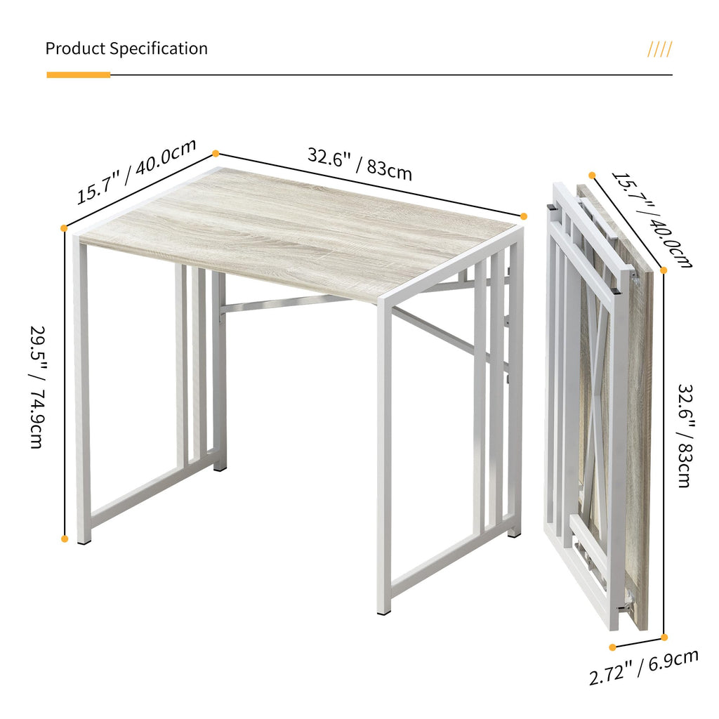 Lutown-Teen Folding Computer Desk 47 inch No Assembly Required, Grey - image 2