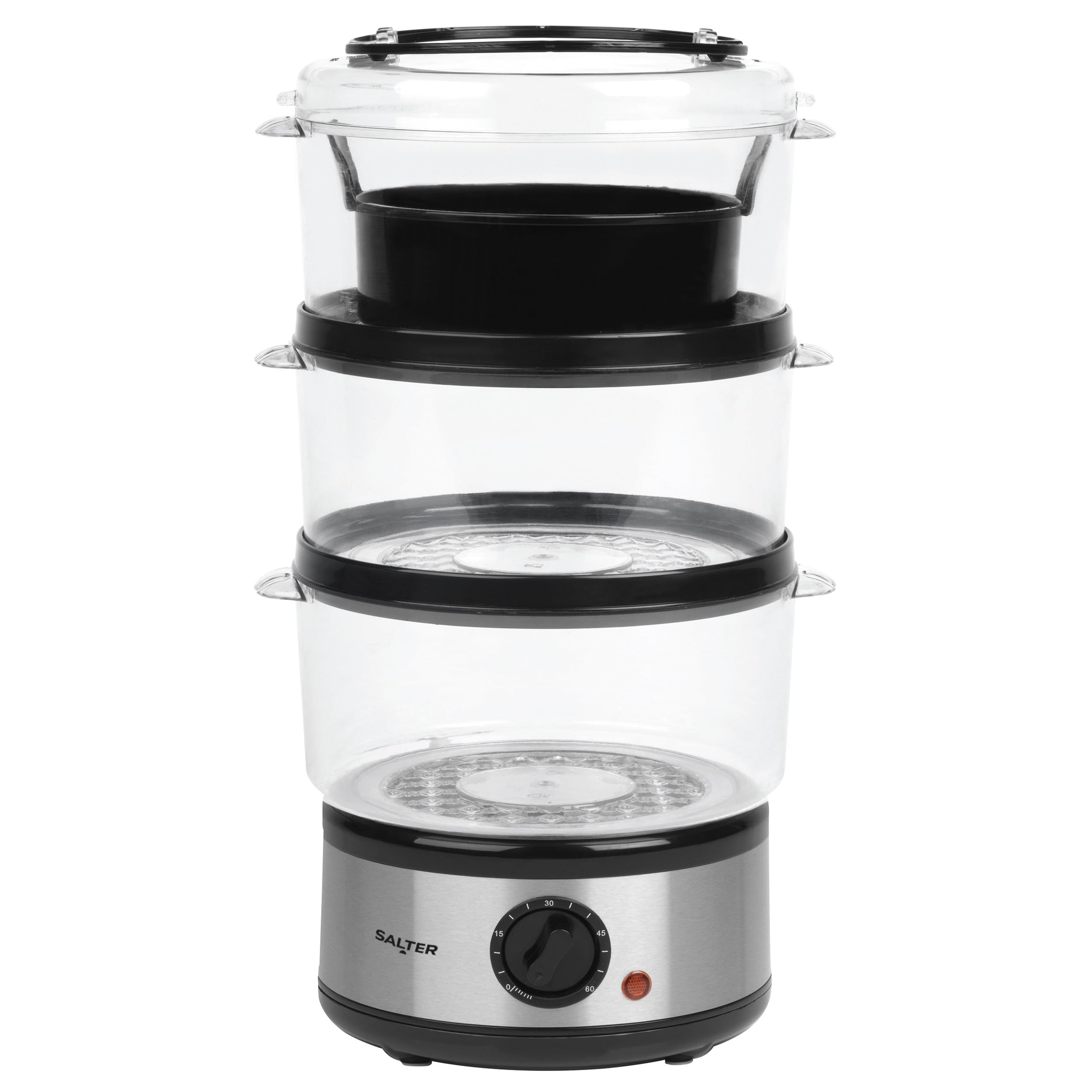 Salter 3-Tier Electric Food Steamer – 7.5L Stackable Baskets, 500W