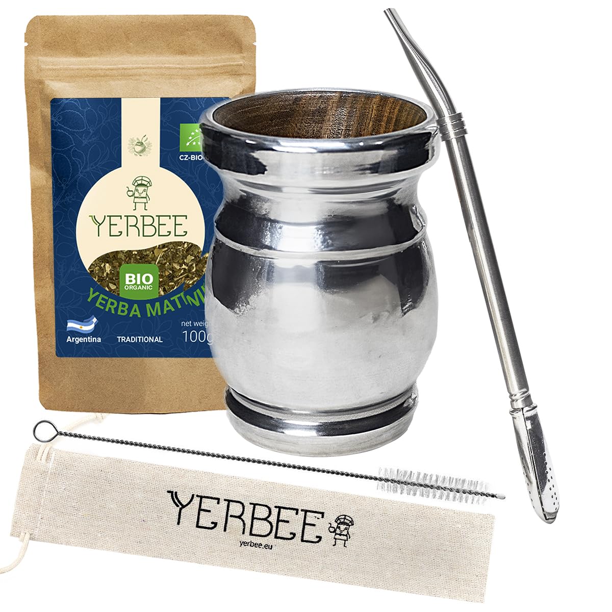 Yerbee Yerba Mate Ritual Set | Palo Santo Gourd & Stainless Bombilla