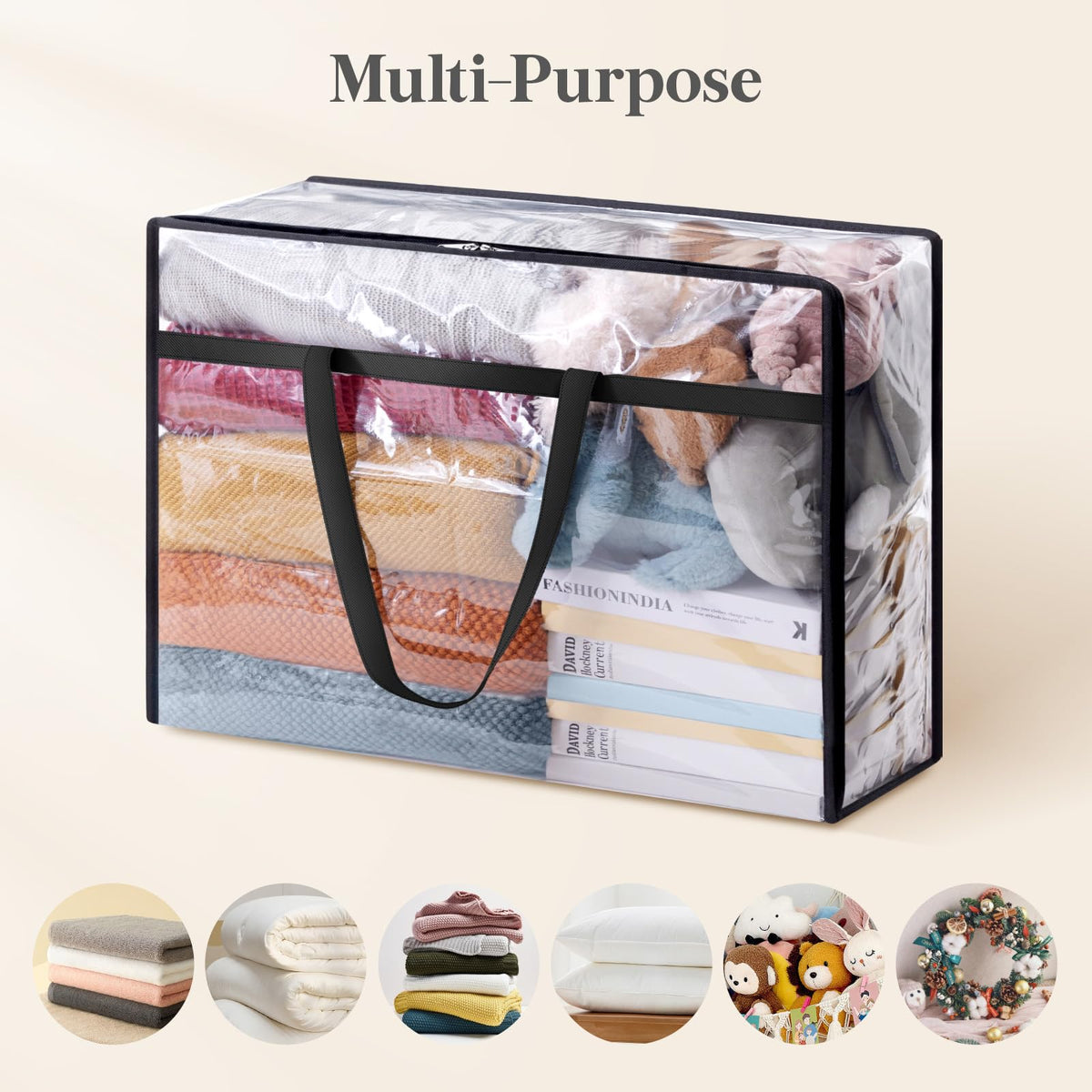 Lifewit 4 Pack Clear Storage Bags, 75L Plastic Clothes Storage Bags - image 4
