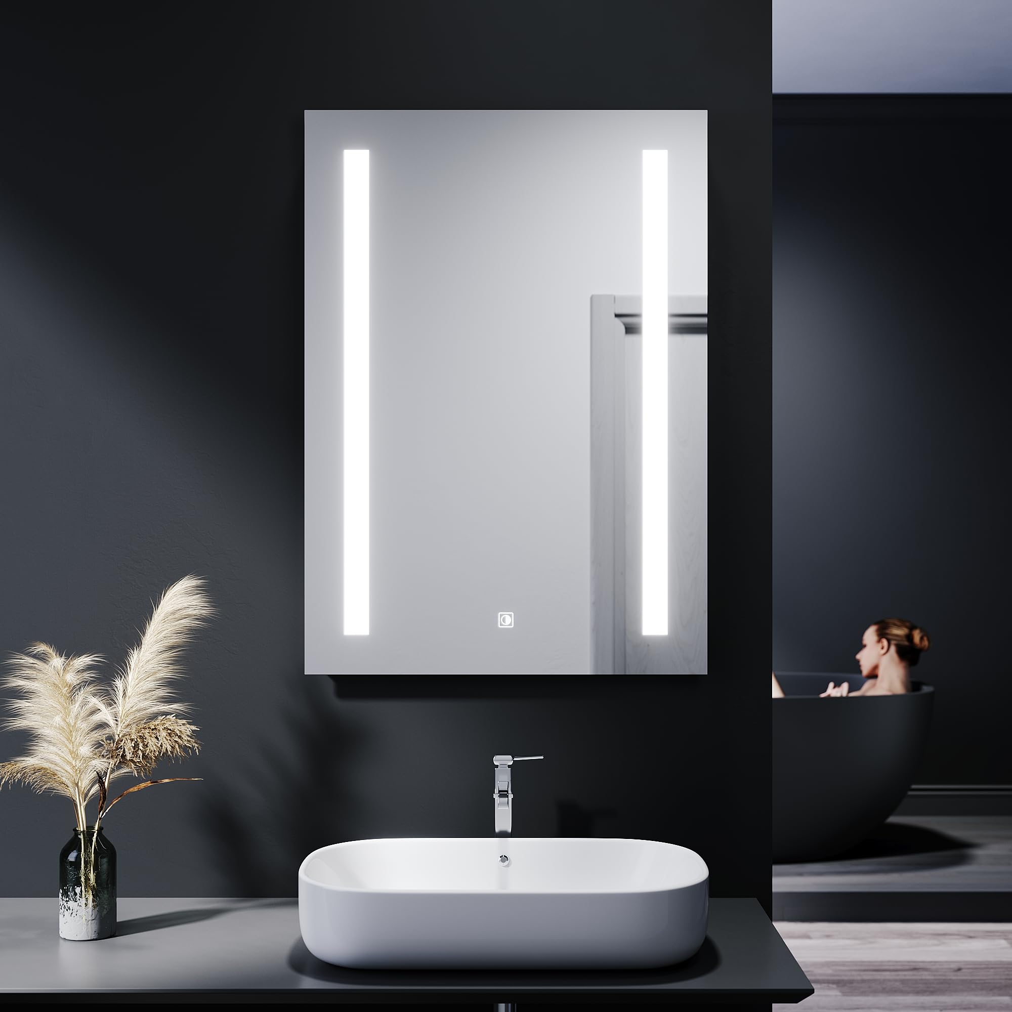 LED Bathroom Mirror with Shaver Socket & Demister Pad