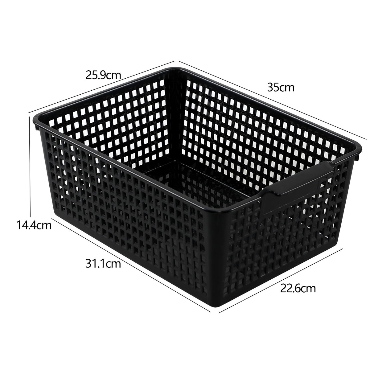 Loiycg 6 Packs Plastic Weave Storage Baskets, Kitchen Organiser Box, Black