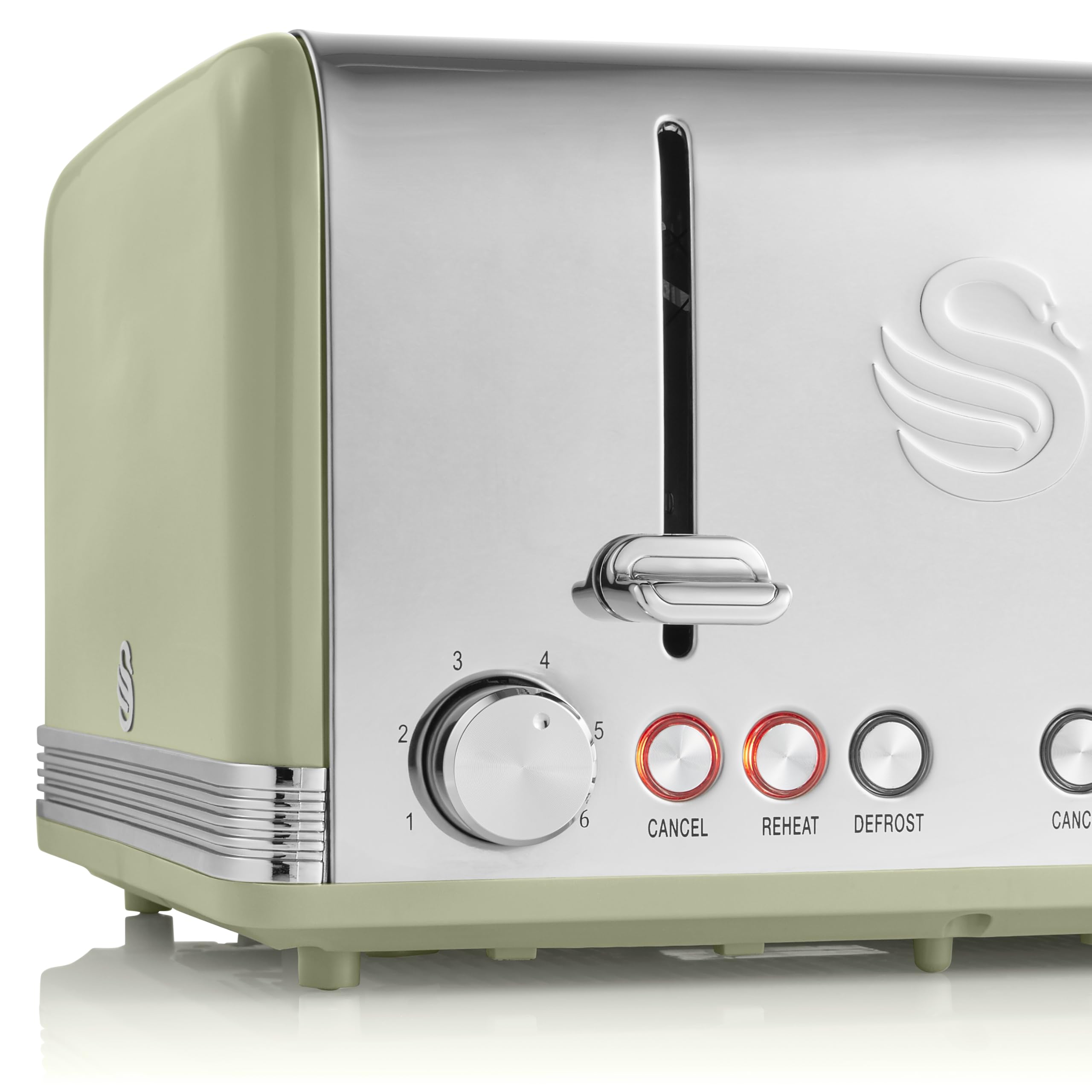 Swan Retro 4-Slice Toaster – 1600W with 6 Browning Levels, Green
