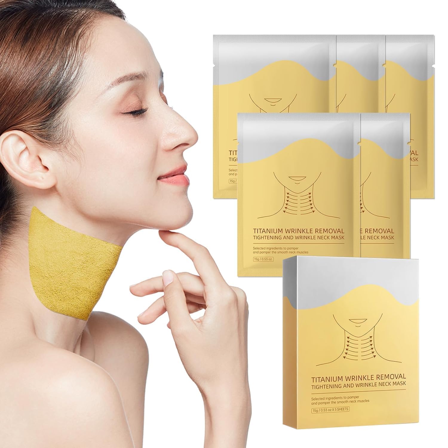 Anti-Wrinkle Neck Mask | Peptide & Hyaluronic Acid Patches – 5pc