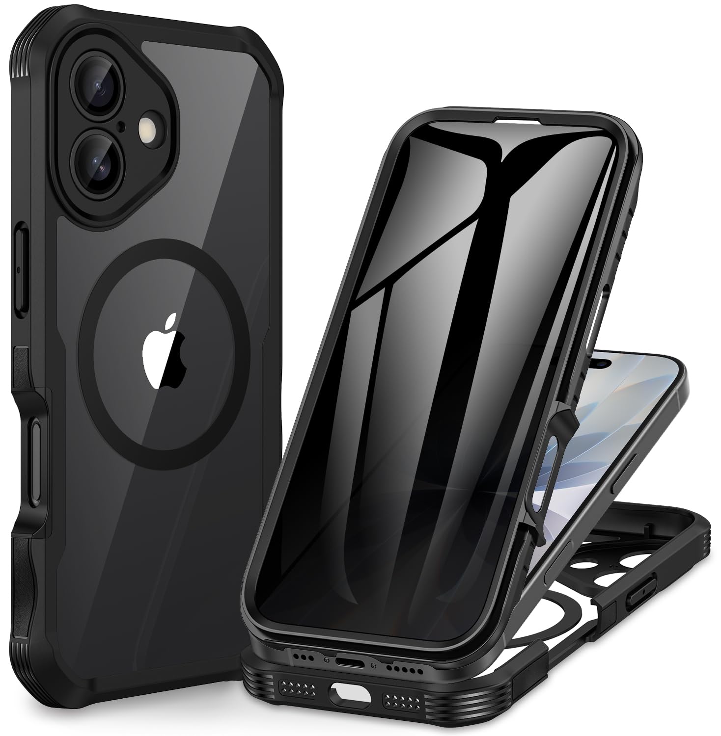 CENHUFO iPhone 17 Privacy Case | MagSafe 360 Full Body Shockproof – Black