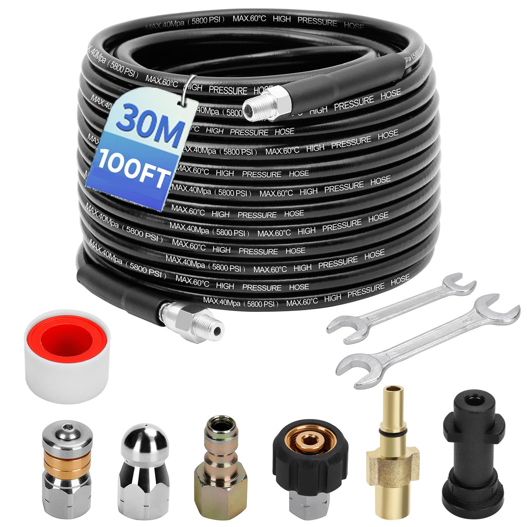 30M Drain Jetting Hose for Karcher & Bosch, 5800 PSI Sewer Kit