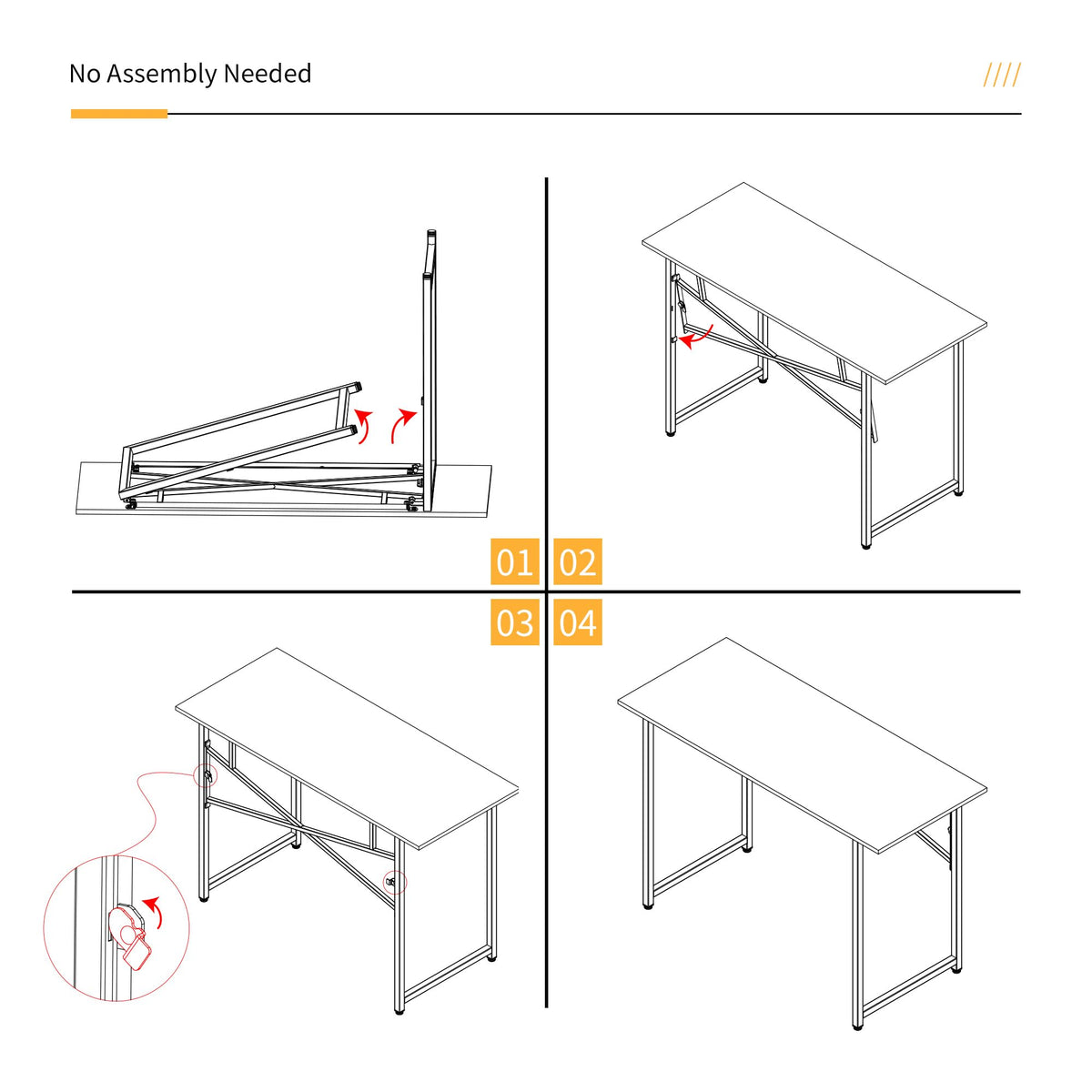 Lutown-Teen Folding Desk 120 cm No Assembly Required, Beige - image 4