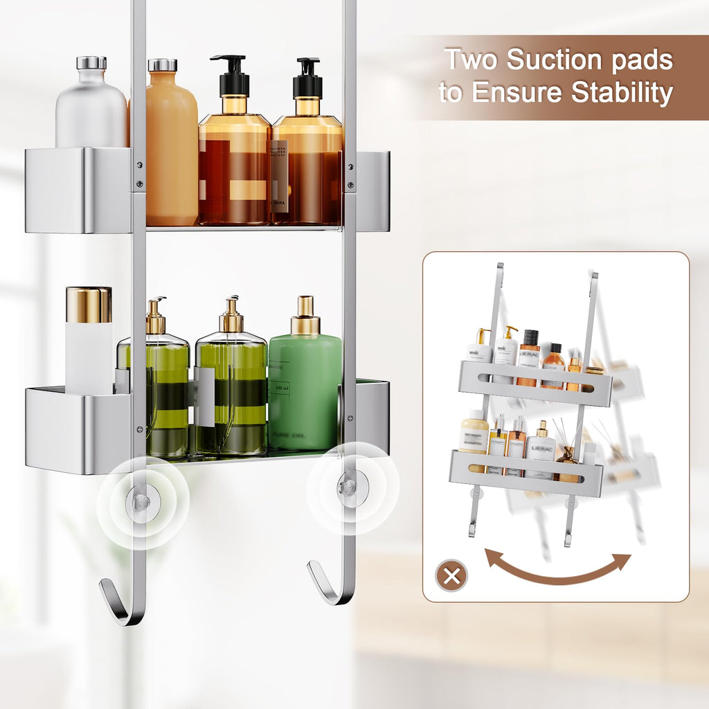 Ajex Over Door Shower Caddy – 2-Tier Rustproof Stainless Steel Organizer