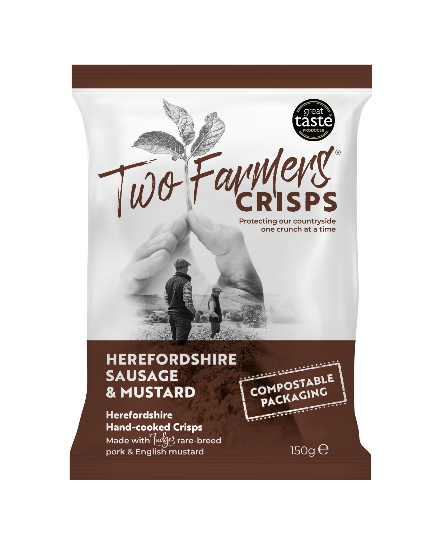 Two Farmers Sausage & Mustard Hand Cooked Crisps - 12 x 150g Bags