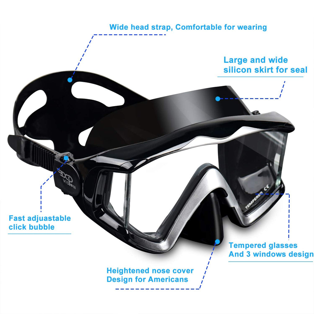 Panoramic Scuba Diving Mask – Tempered Glass Anti-Fog Goggles