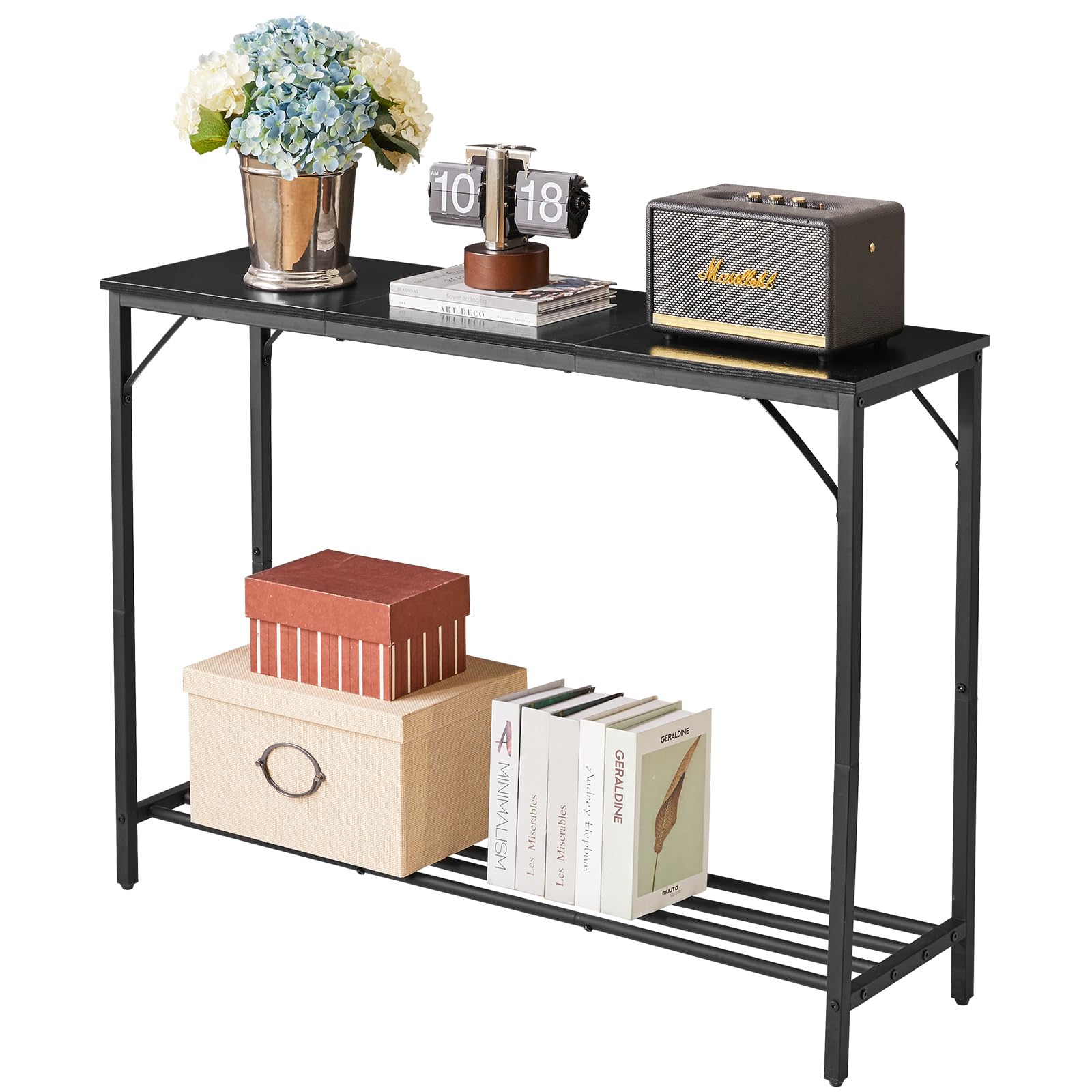 YMYNY Slim Console Table – Industrial Metal Frame Sofa Table for Entryway